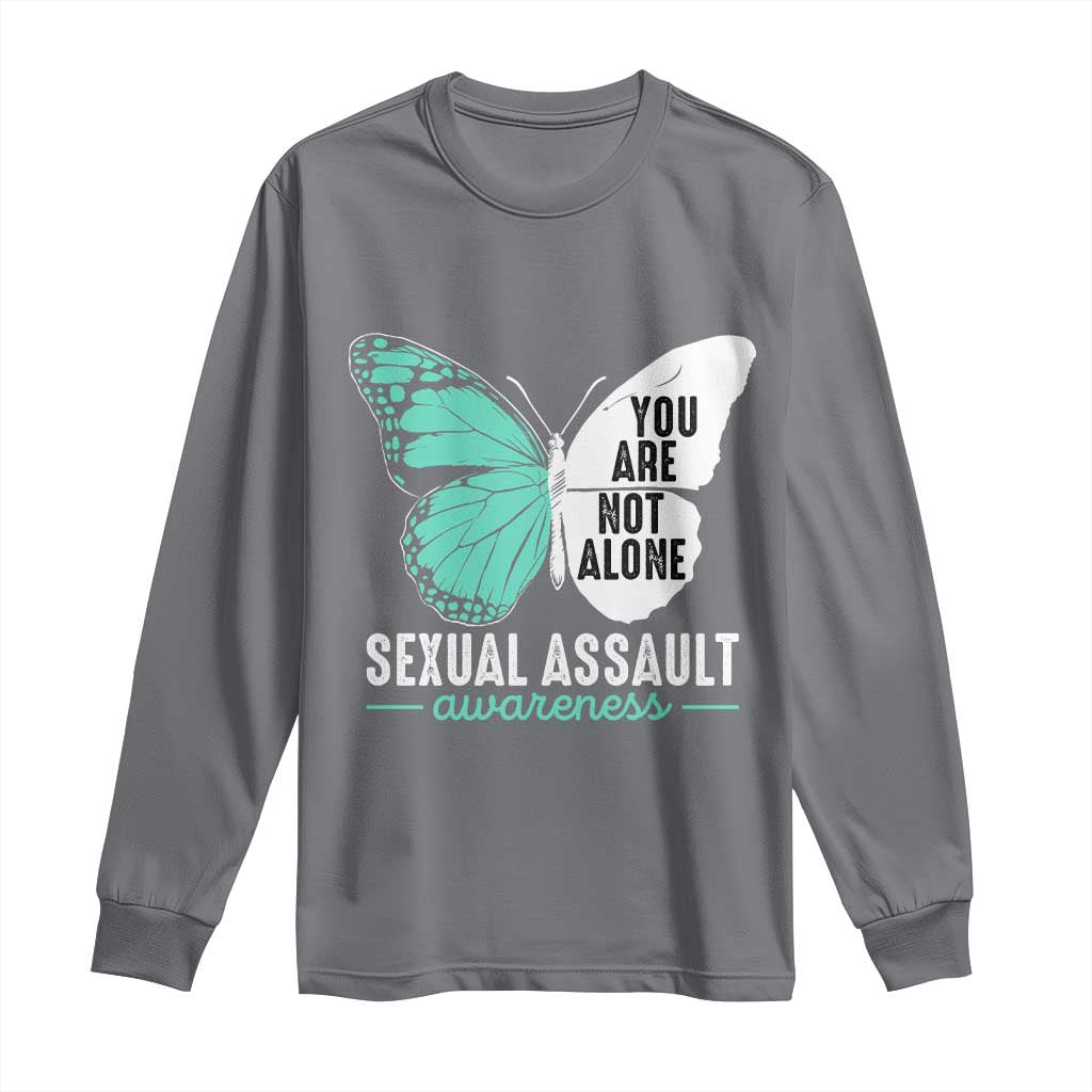 April Sexual Assault Prevention Support Long Sleeve Shirt Teal Ribbon Flower