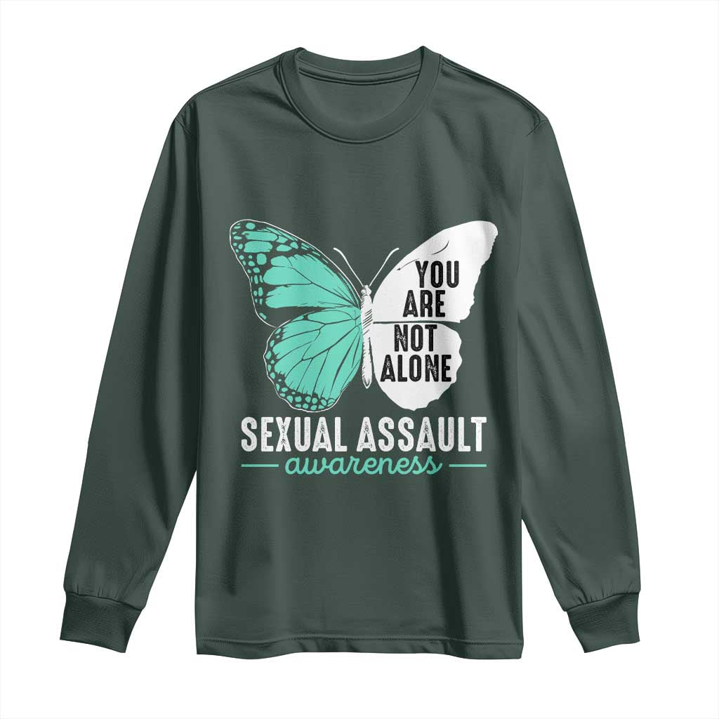 April Sexual Assault Prevention Support Long Sleeve Shirt Teal Ribbon Flower