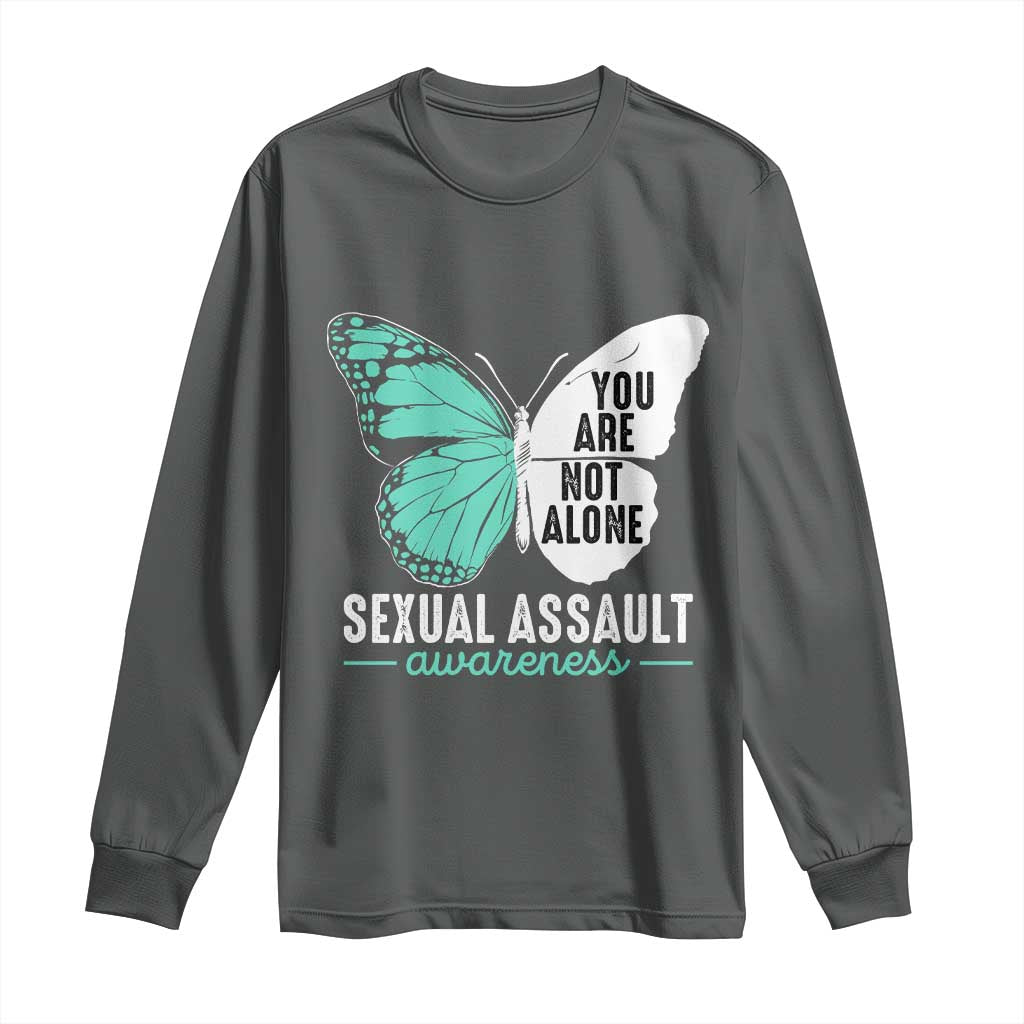 April Sexual Assault Prevention Support Long Sleeve Shirt Teal Ribbon Flower