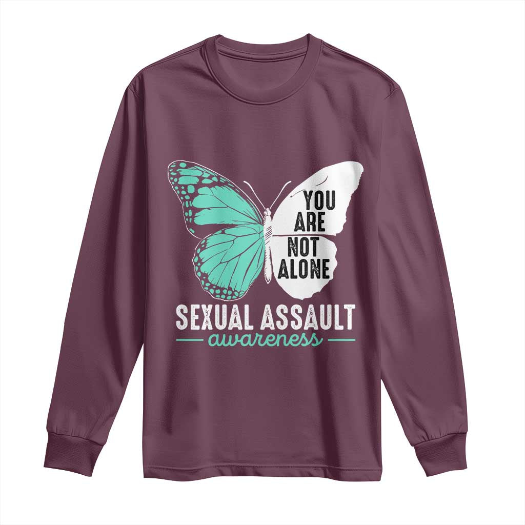 April Sexual Assault Prevention Support Long Sleeve Shirt Teal Ribbon Flower