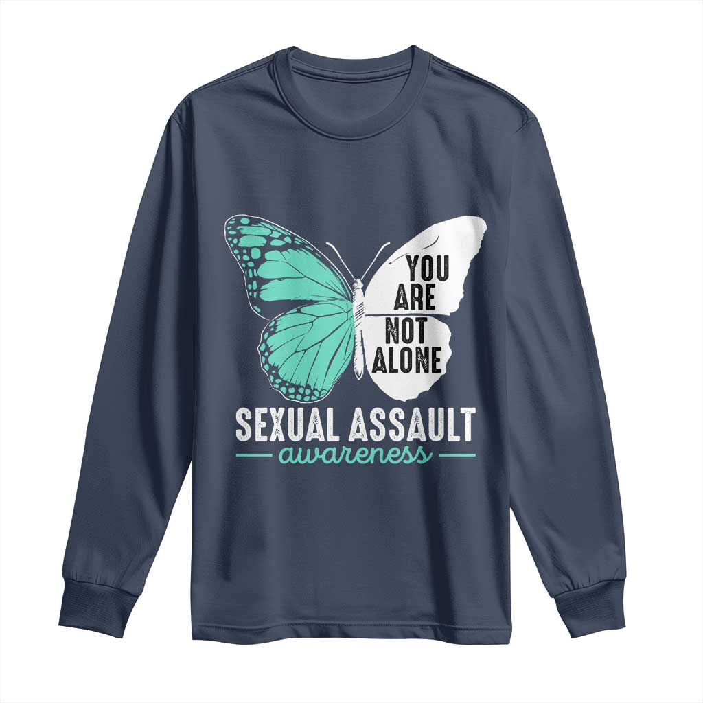 April Sexual Assault Prevention Support Long Sleeve Shirt Teal Ribbon Flower
