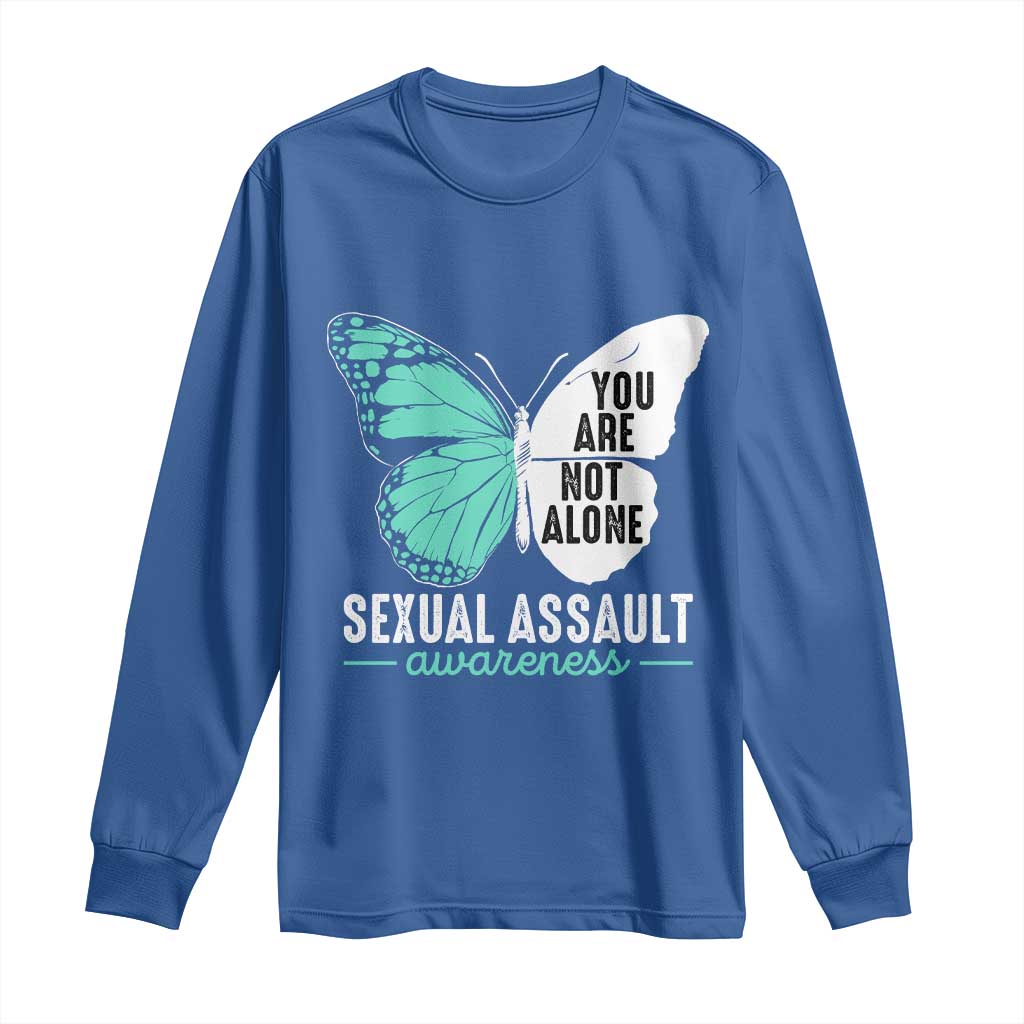 April Sexual Assault Prevention Support Long Sleeve Shirt Teal Ribbon Flower