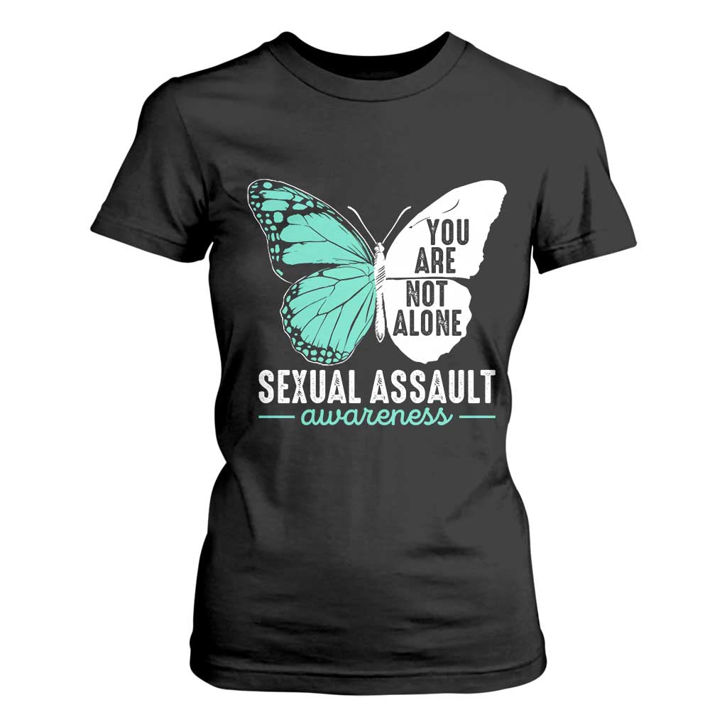 April Sexual Assault Prevention Support T Shirt For Women Teal Ribbon Flower
