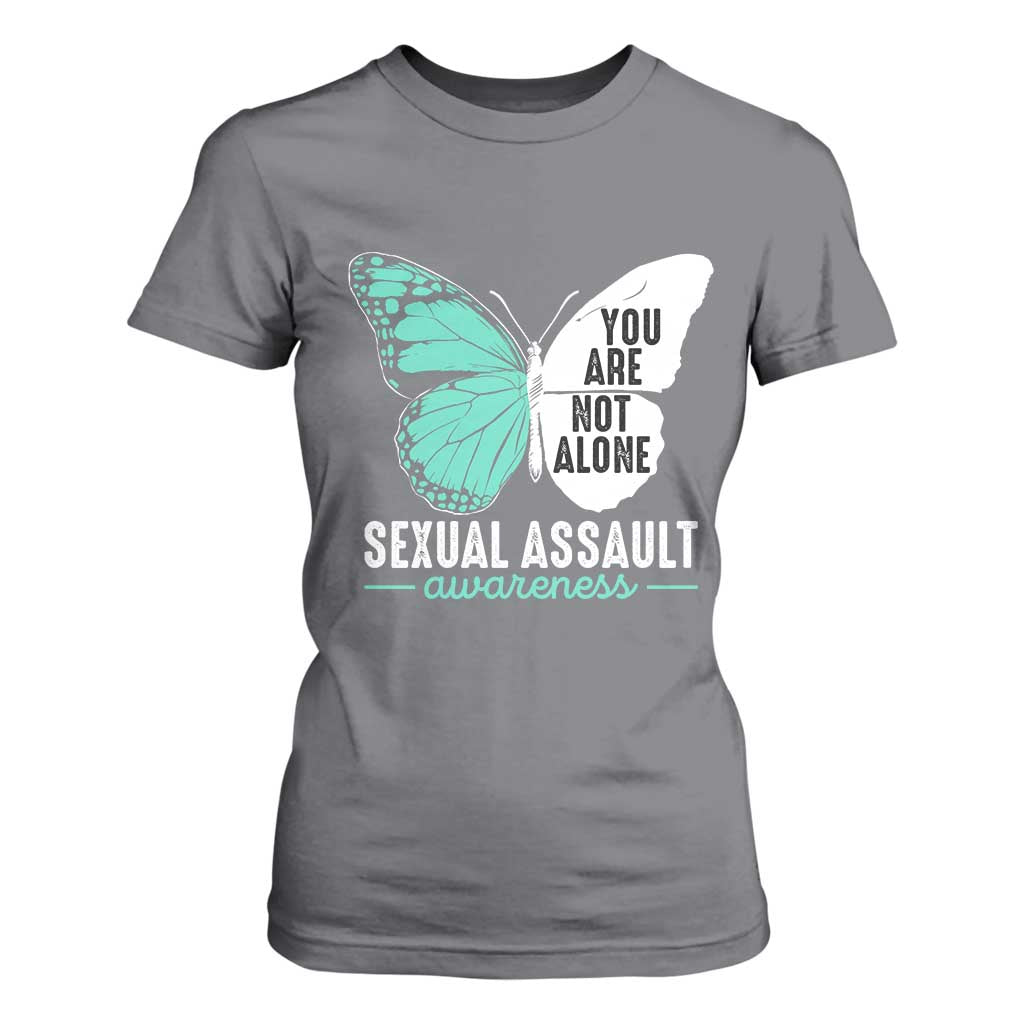 April Sexual Assault Prevention Support T Shirt For Women Teal Ribbon Flower