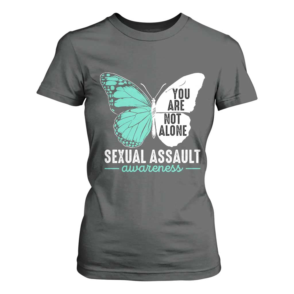 April Sexual Assault Prevention Support T Shirt For Women Teal Ribbon Flower