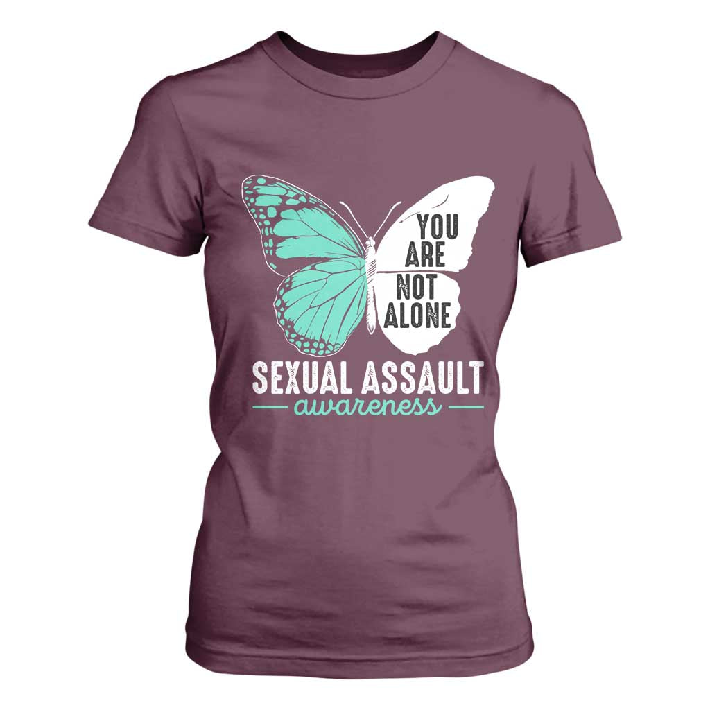 April Sexual Assault Prevention Support T Shirt For Women Teal Ribbon Flower
