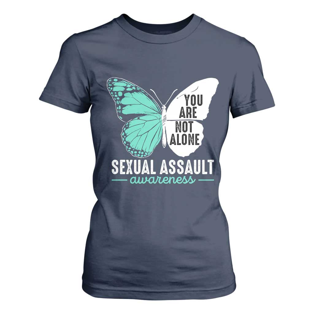 April Sexual Assault Prevention Support T Shirt For Women Teal Ribbon Flower