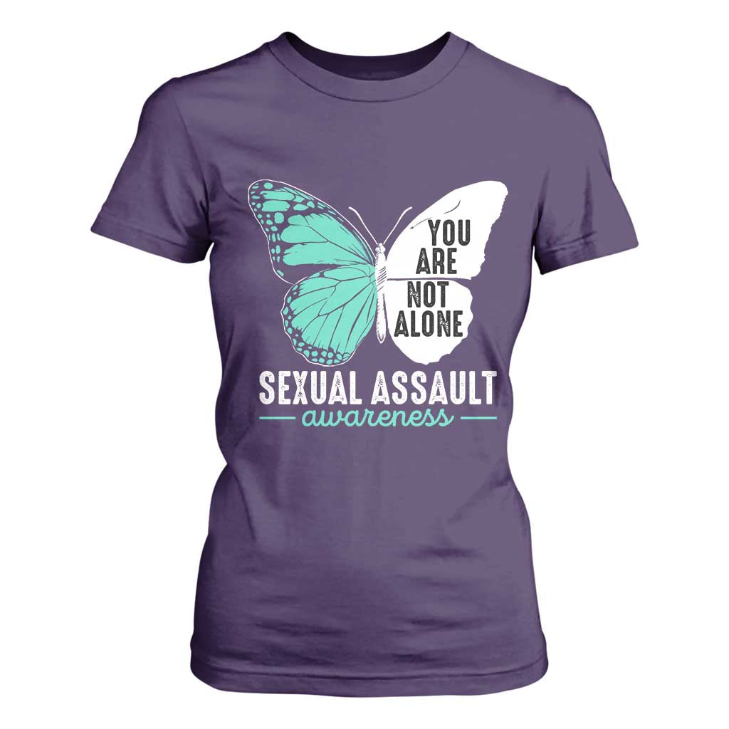 April Sexual Assault Prevention Support T Shirt For Women Teal Ribbon Flower