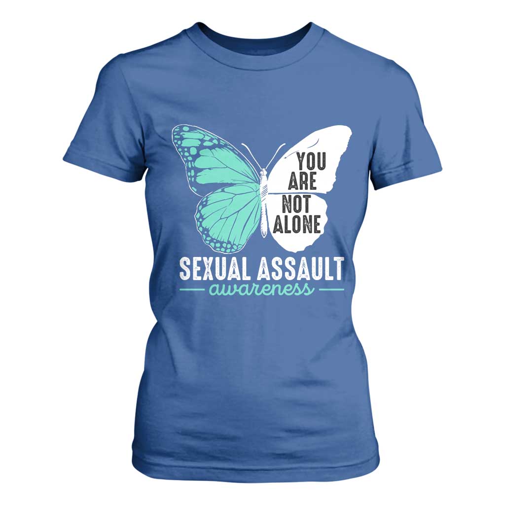 April Sexual Assault Prevention Support T Shirt For Women Teal Ribbon Flower