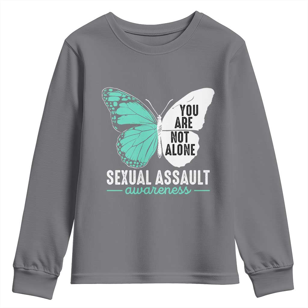 April Sexual Assault Prevention Support Youth Sweatshirt Teal Ribbon Flower