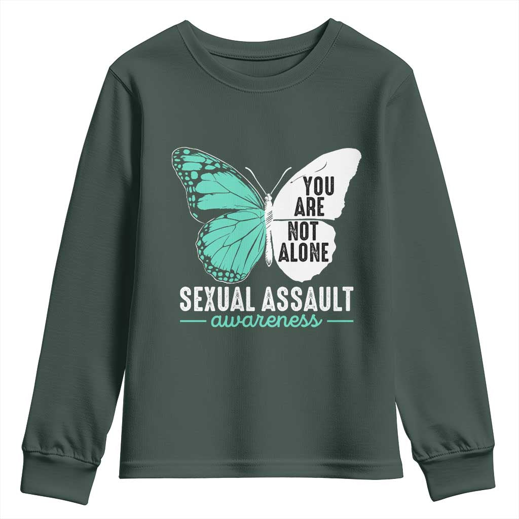 April Sexual Assault Prevention Support Youth Sweatshirt Teal Ribbon Flower