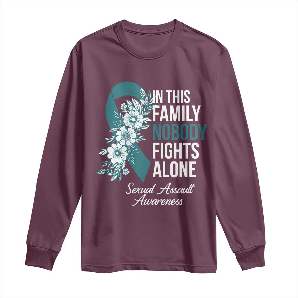 Sexual Assault Prevention Support Long Sleeve Shirt In This Family Nobody Fights Alone