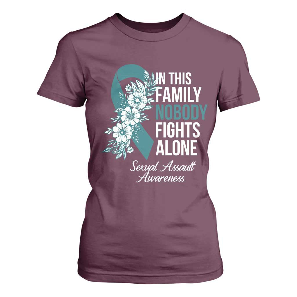 Sexual Assault Prevention Support T Shirt For Women In This Family Nobody Fights Alone