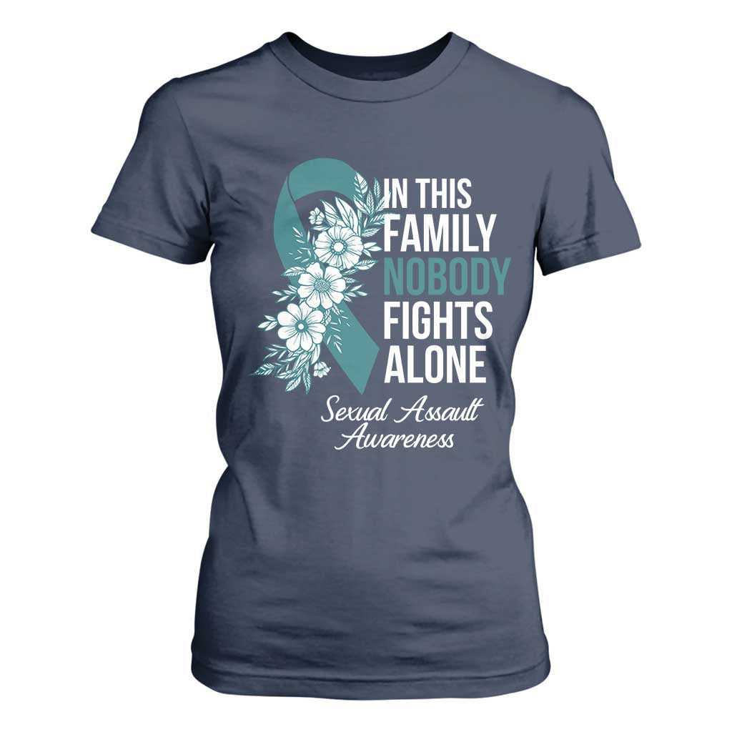 Sexual Assault Prevention Support T Shirt For Women In This Family Nobody Fights Alone