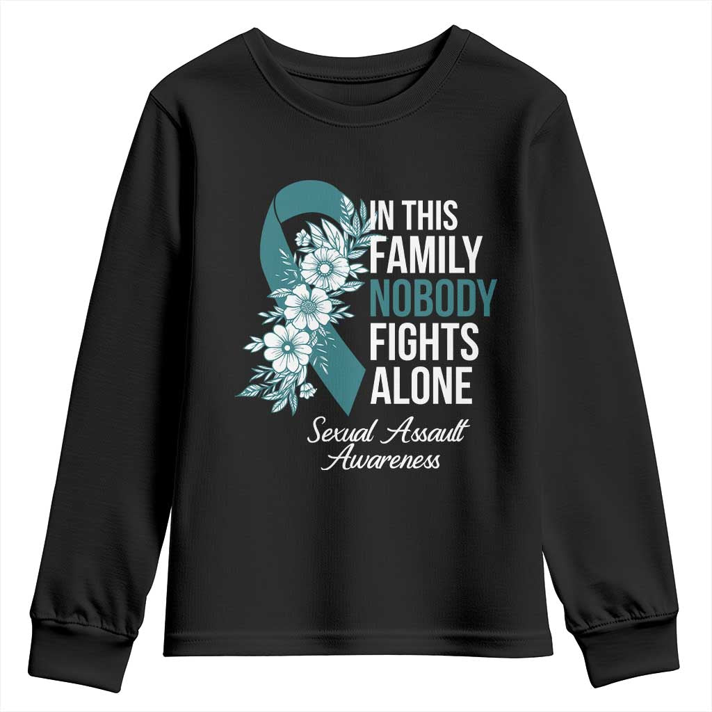 Sexual Assault Prevention Support Youth Sweatshirt In This Family Nobody Fights Alone