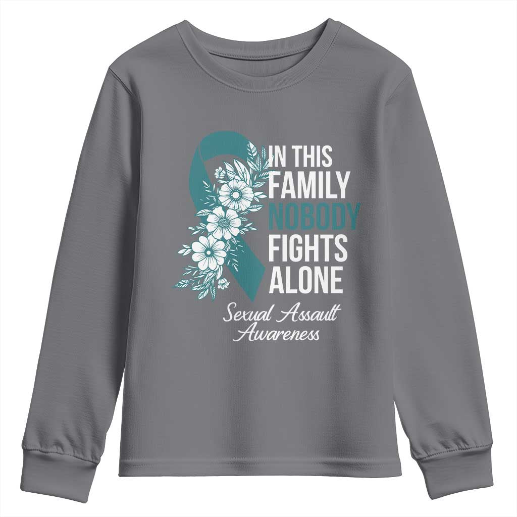 Sexual Assault Prevention Support Youth Sweatshirt In This Family Nobody Fights Alone