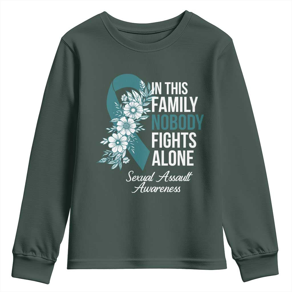Sexual Assault Prevention Support Youth Sweatshirt In This Family Nobody Fights Alone