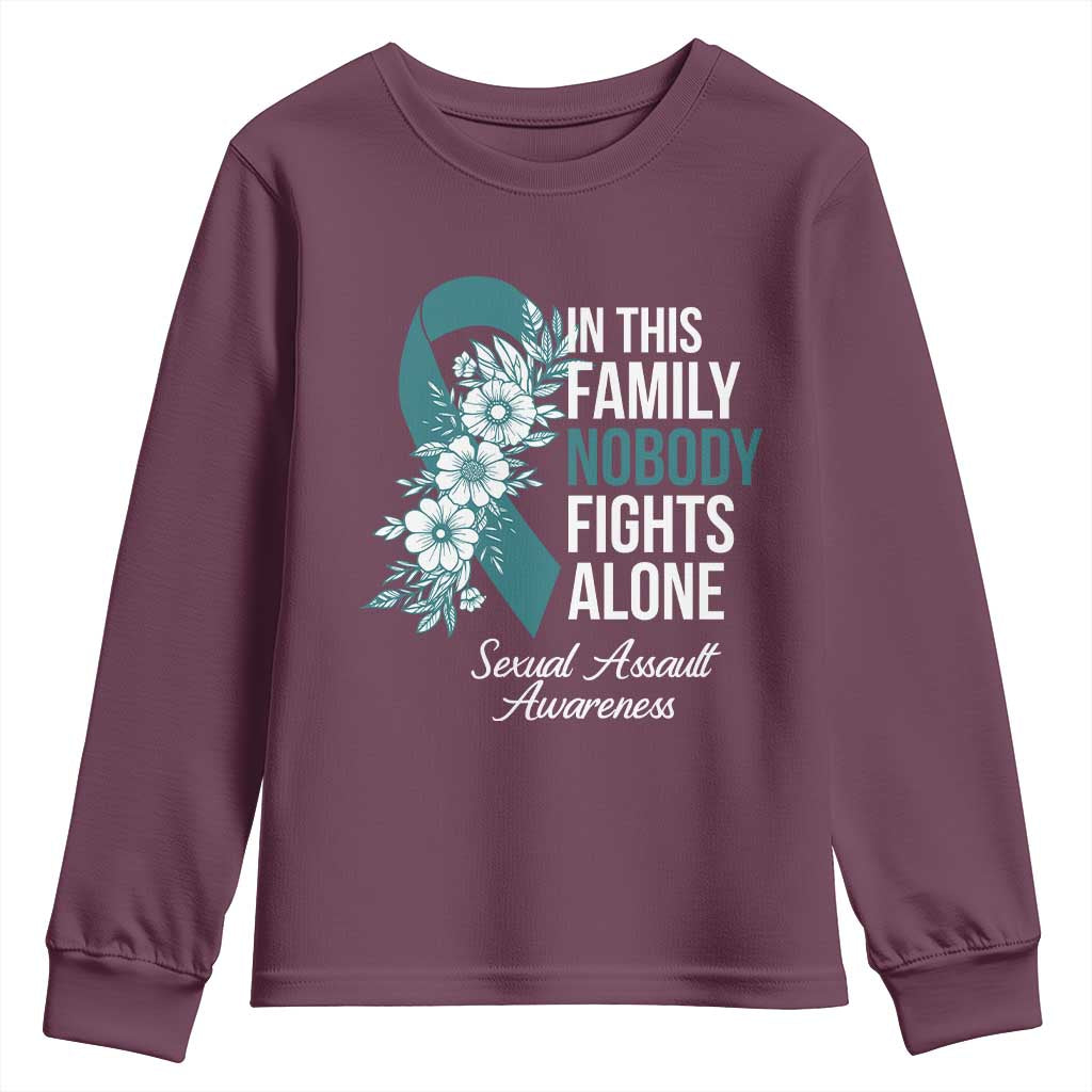 Sexual Assault Prevention Support Youth Sweatshirt In This Family Nobody Fights Alone