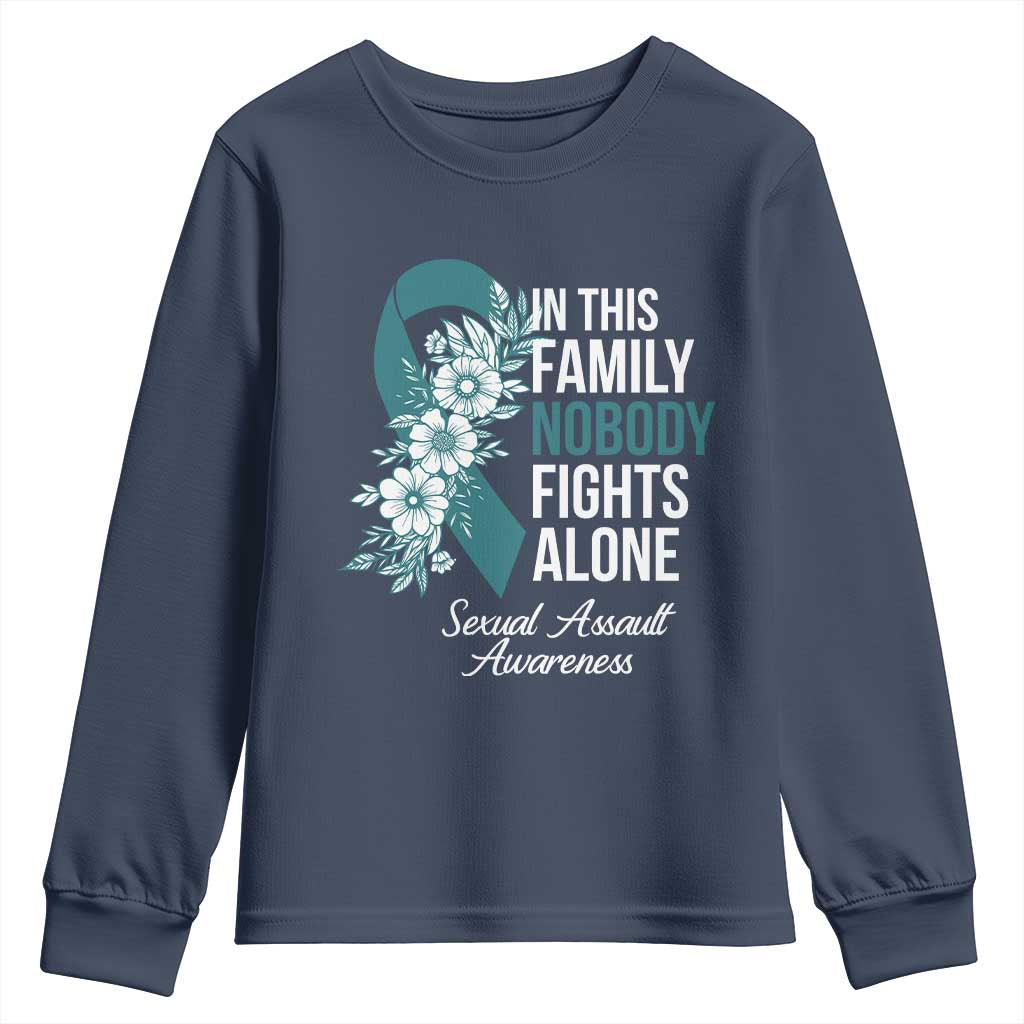 Sexual Assault Prevention Support Youth Sweatshirt In This Family Nobody Fights Alone