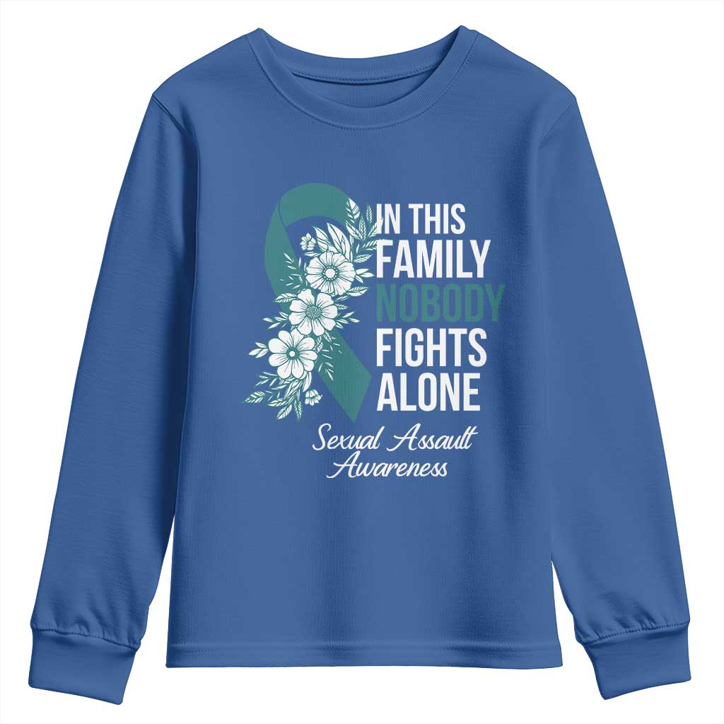 Sexual Assault Prevention Support Youth Sweatshirt In This Family Nobody Fights Alone