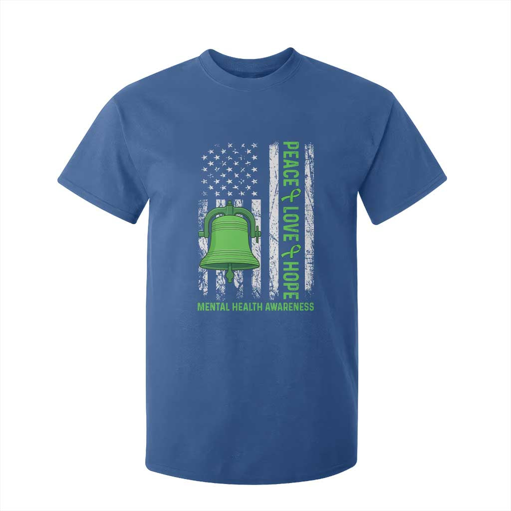 Mental Health T Shirt For Kid Peace Love Hope Green Ribbon
