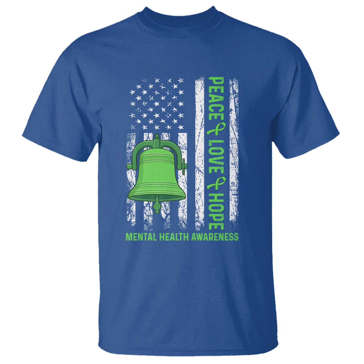 Mental Health T Shirt Peace Love Hope Green Ribbon