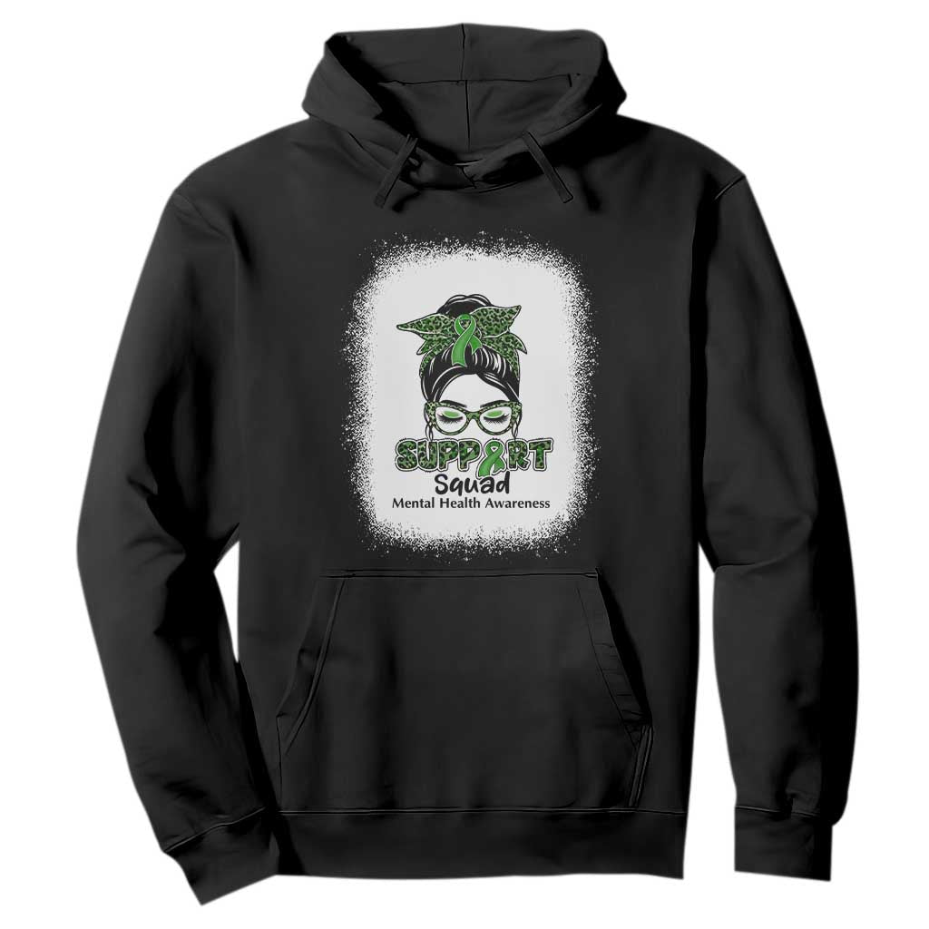 Mental Health Hoodie Messy Bun Green Ribbon Support