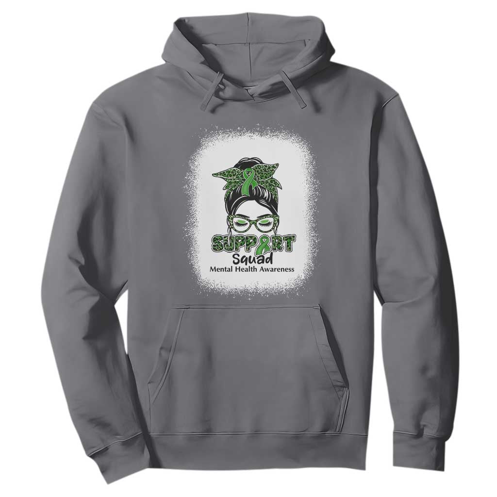 Mental Health Hoodie Messy Bun Green Ribbon Support