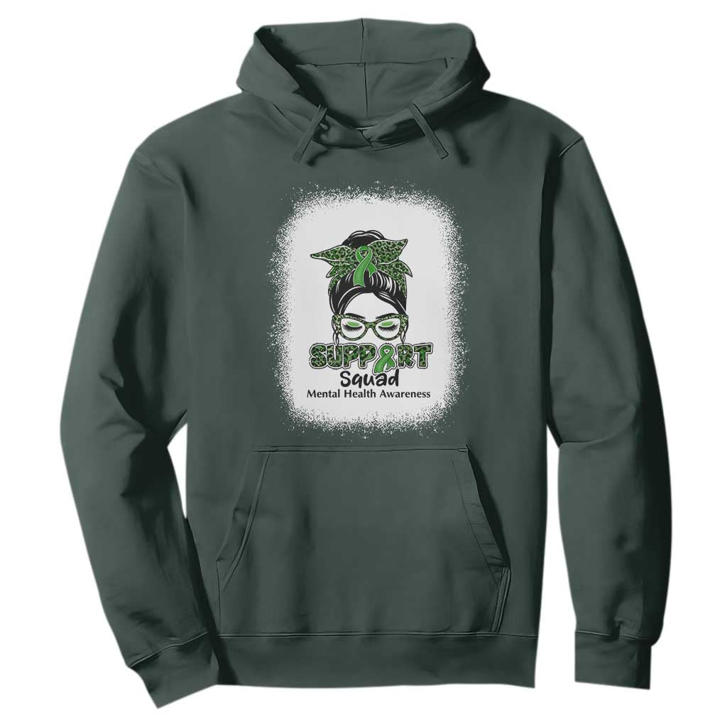 Mental Health Hoodie Messy Bun Green Ribbon Support