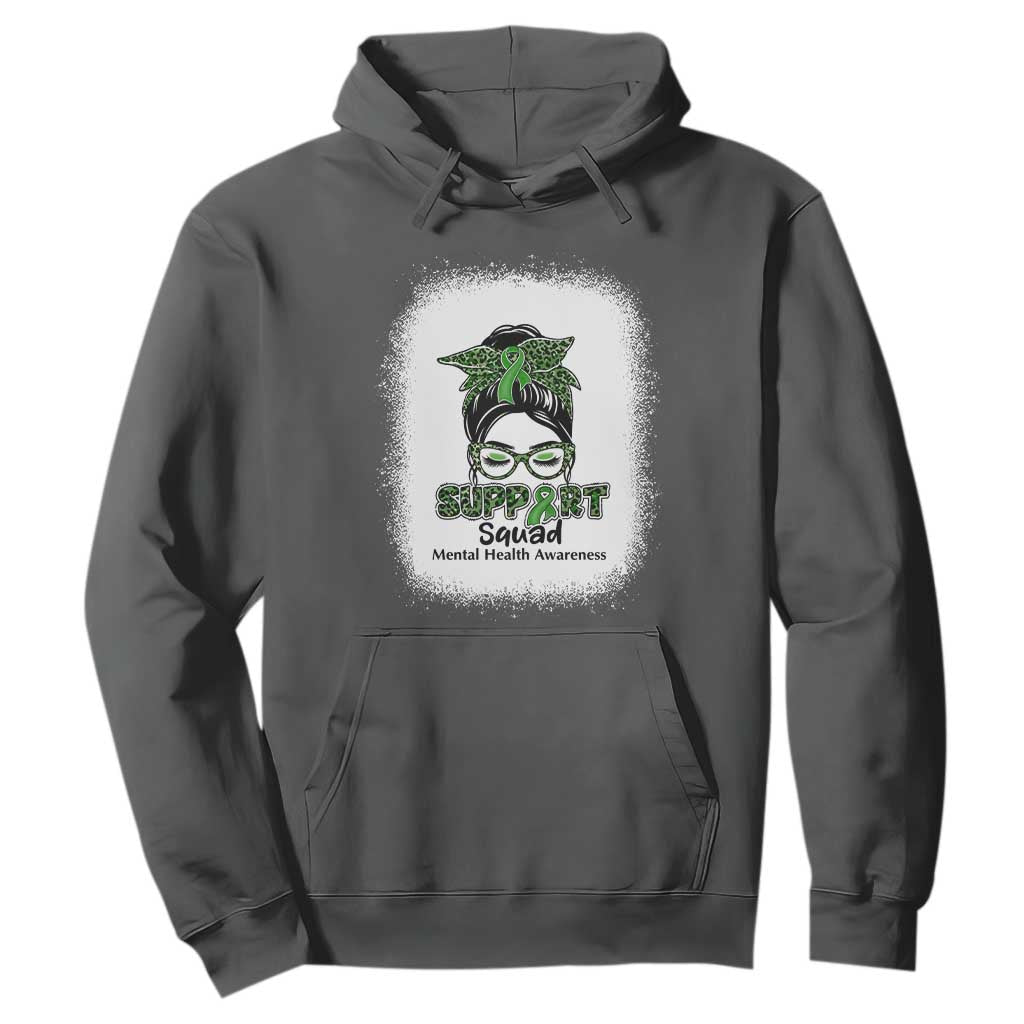 Mental Health Hoodie Messy Bun Green Ribbon Support