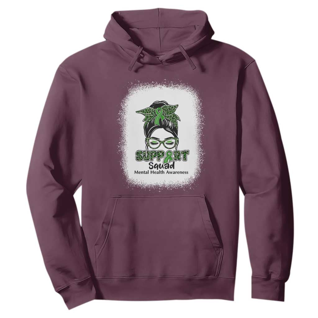 Mental Health Hoodie Messy Bun Green Ribbon Support