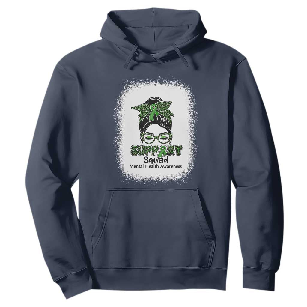 Mental Health Hoodie Messy Bun Green Ribbon Support