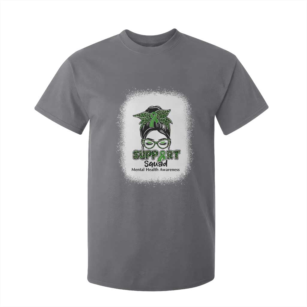 Mental Health T Shirt For Kid Messy Bun Green Ribbon Support