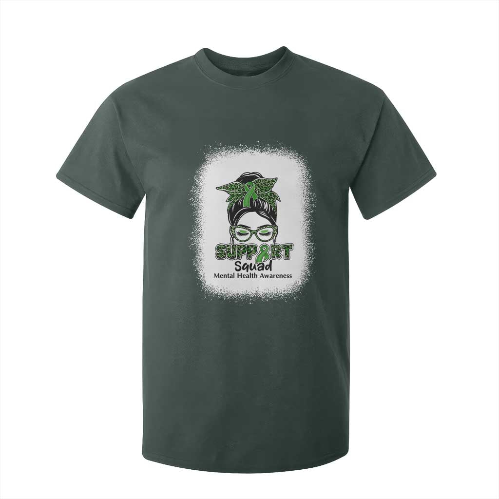Mental Health T Shirt For Kid Messy Bun Green Ribbon Support