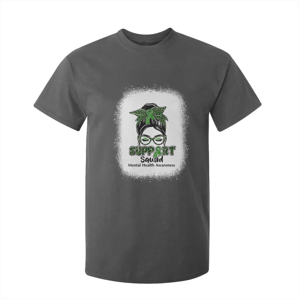 Mental Health T Shirt For Kid Messy Bun Green Ribbon Support