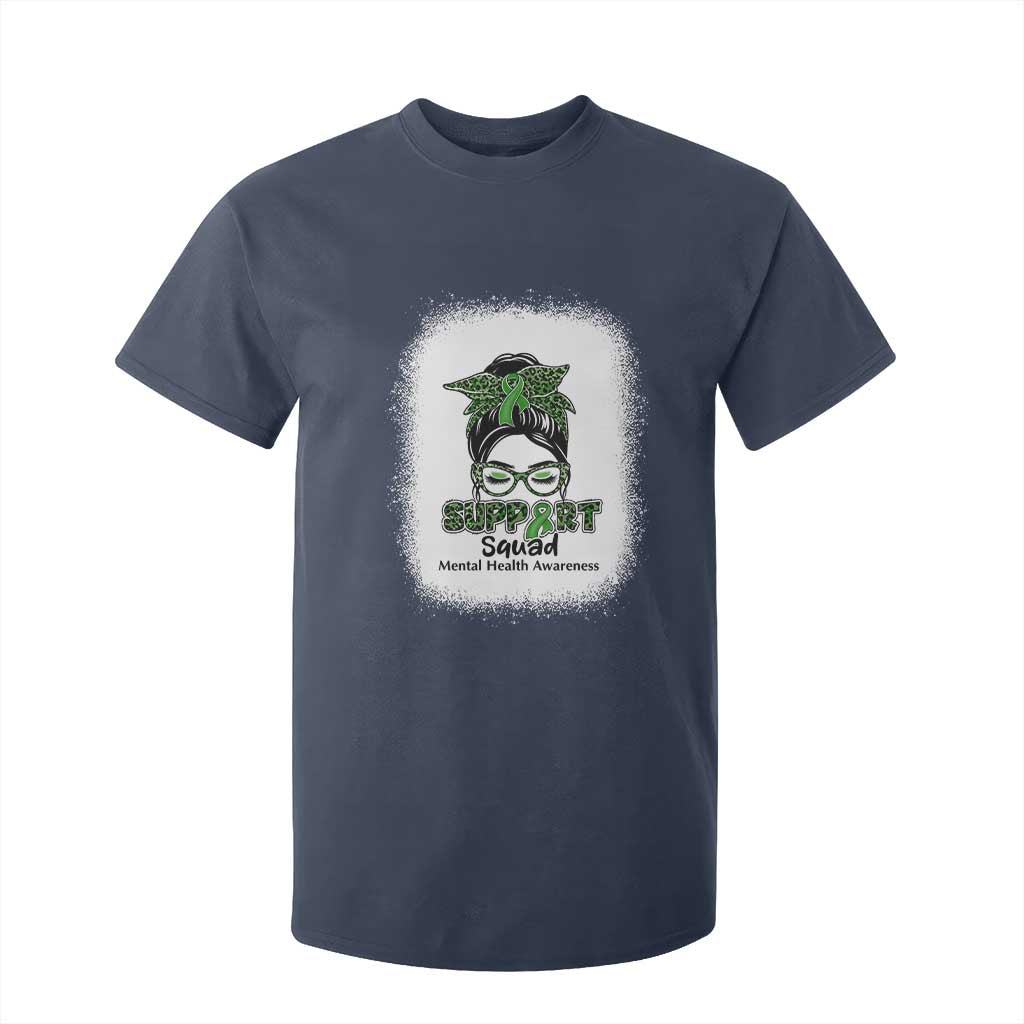 Mental Health T Shirt For Kid Messy Bun Green Ribbon Support