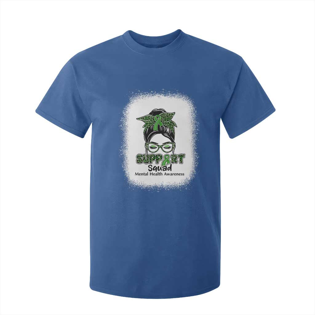 Mental Health T Shirt For Kid Messy Bun Green Ribbon Support
