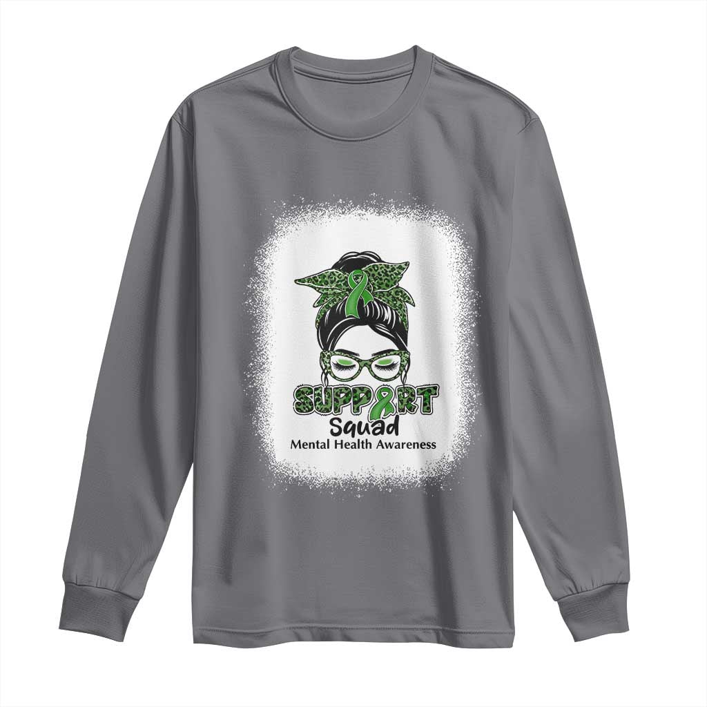 Mental Health Long Sleeve Shirt Messy Bun Green Ribbon Support