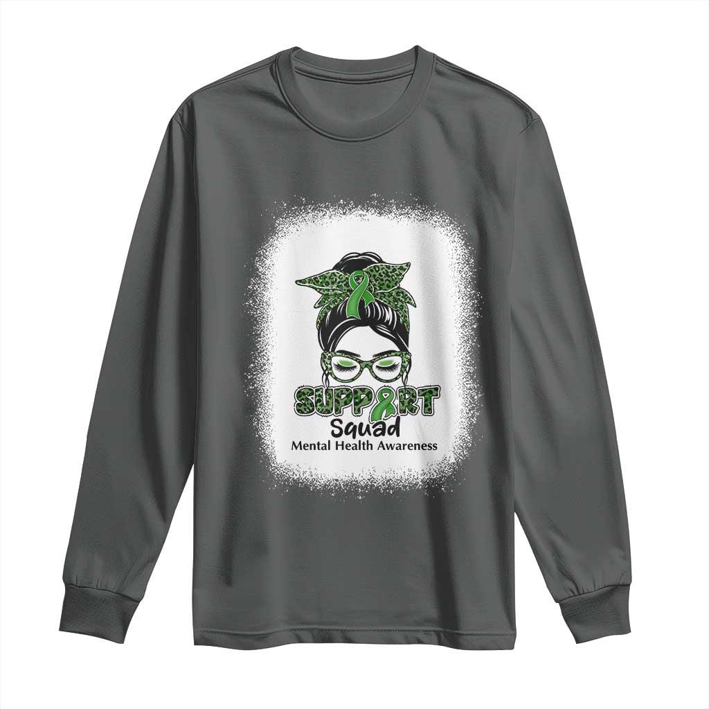 Mental Health Long Sleeve Shirt Messy Bun Green Ribbon Support