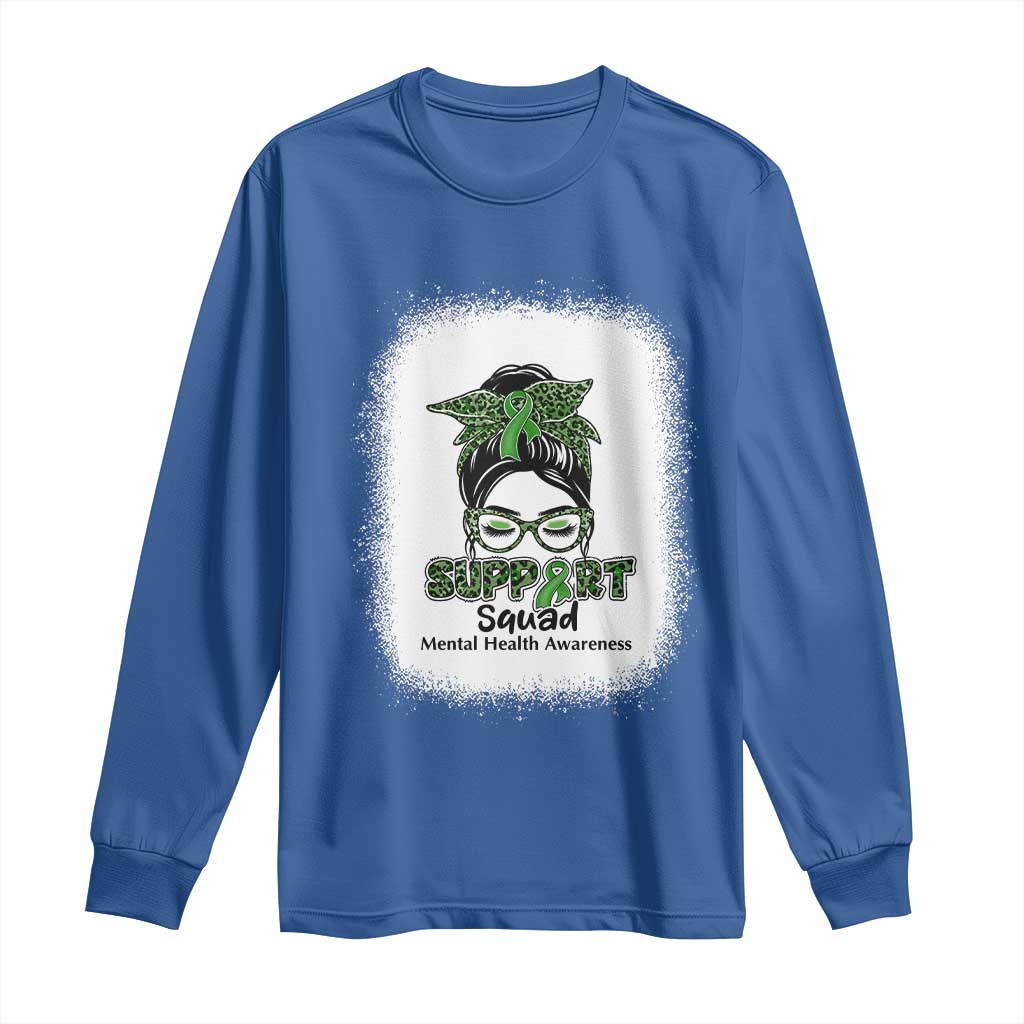 Mental Health Long Sleeve Shirt Messy Bun Green Ribbon Support