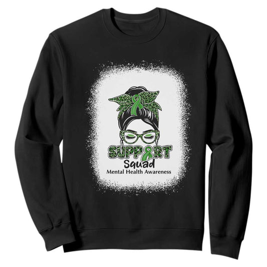 Mental Health Sweatshirt Messy Bun Green Ribbon Support