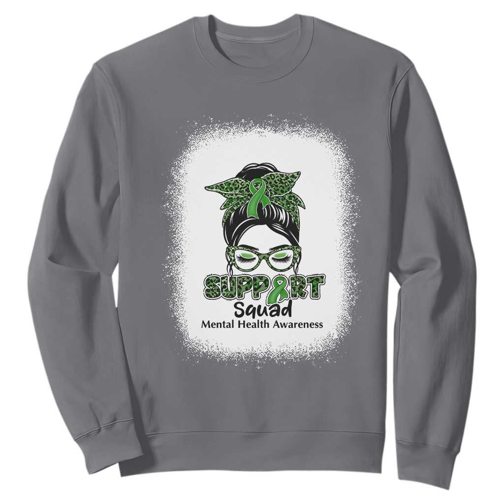 Mental Health Sweatshirt Messy Bun Green Ribbon Support