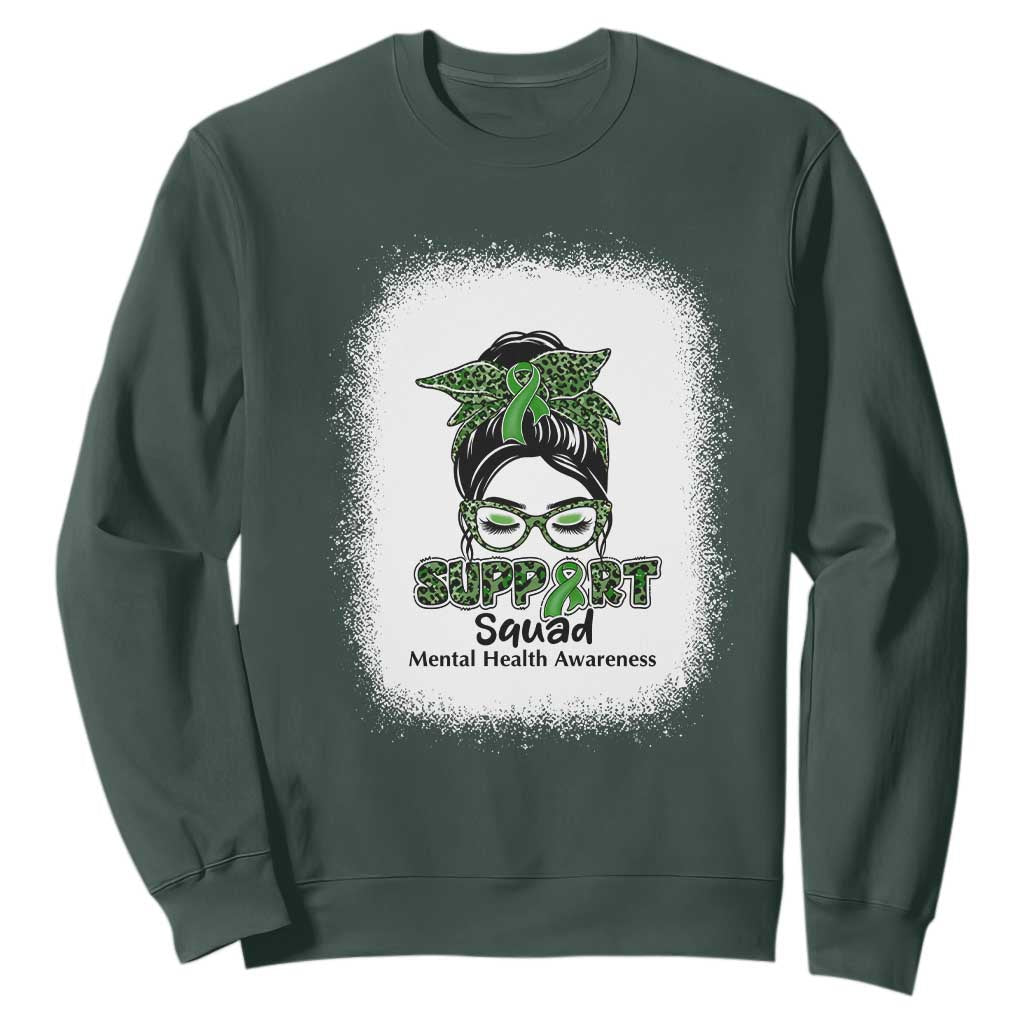 Mental Health Sweatshirt Messy Bun Green Ribbon Support