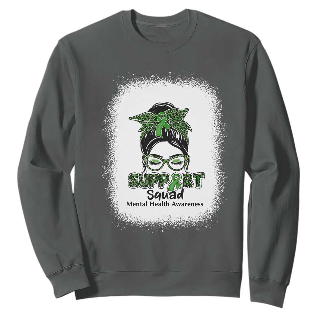 Mental Health Sweatshirt Messy Bun Green Ribbon Support