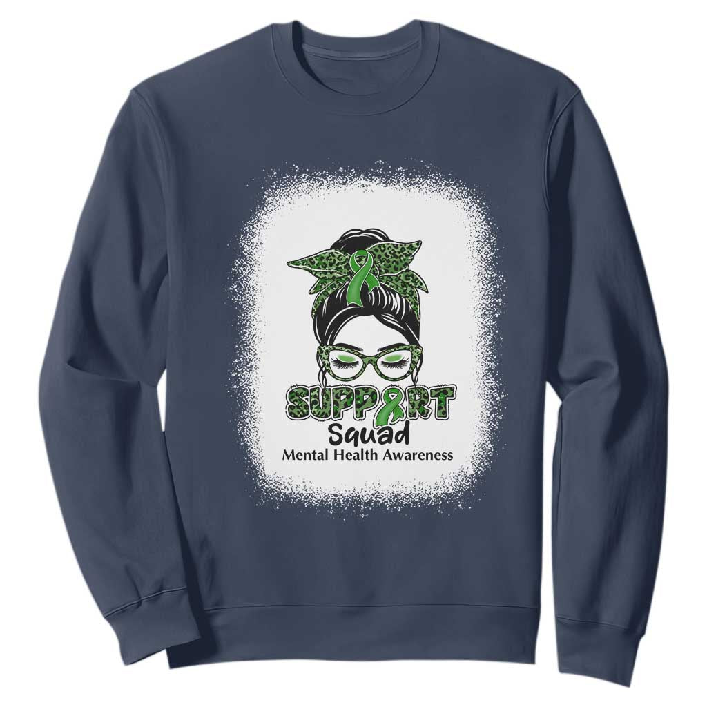 Mental Health Sweatshirt Messy Bun Green Ribbon Support