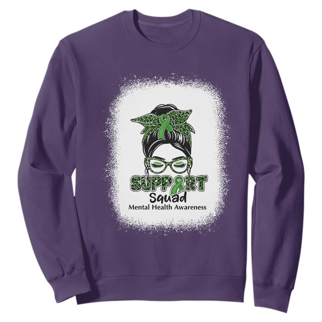 Mental Health Sweatshirt Messy Bun Green Ribbon Support
