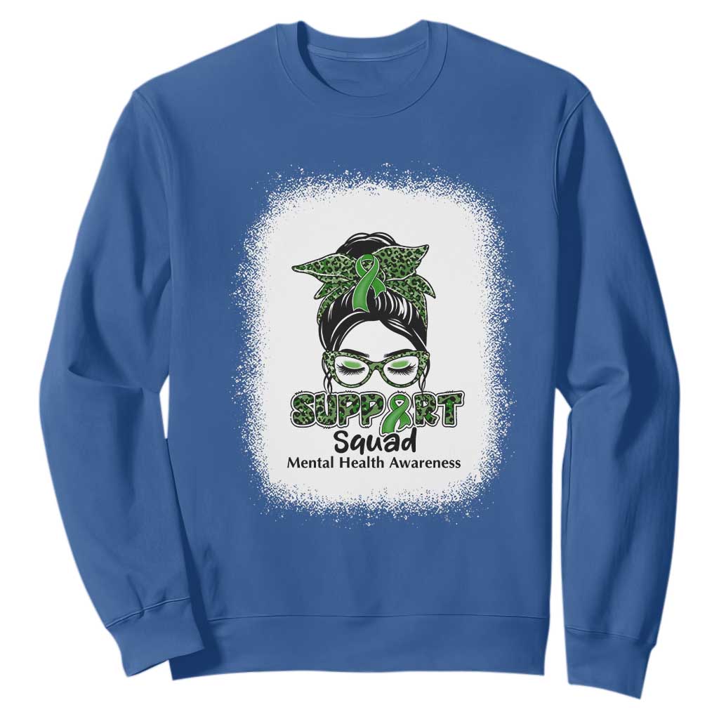 Mental Health Sweatshirt Messy Bun Green Ribbon Support