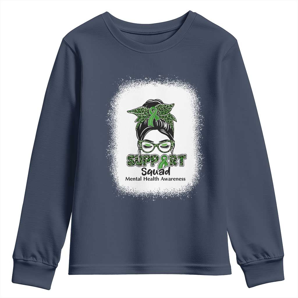 Mental Health Youth Sweatshirt Messy Bun Green Ribbon Support