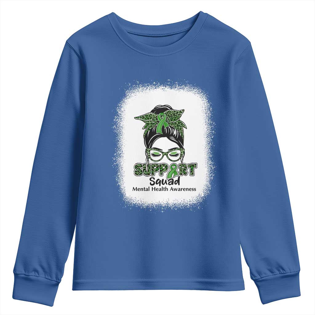 Mental Health Youth Sweatshirt Messy Bun Green Ribbon Support