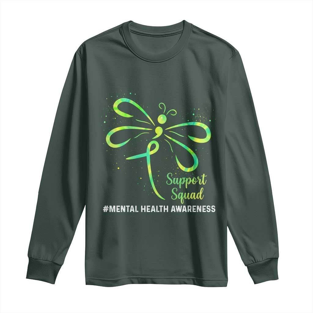 Mental Health Long Sleeve Shirt Support Squad Green Ribbon